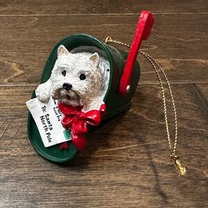 Danbury Mint Westie Wonderland Ornament Paw-cel Post West Highland White Terrier